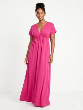 Weekenders Fuchsia V-Neck Maxi Dress